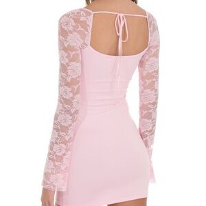 Pink Lace Sleeve Dress